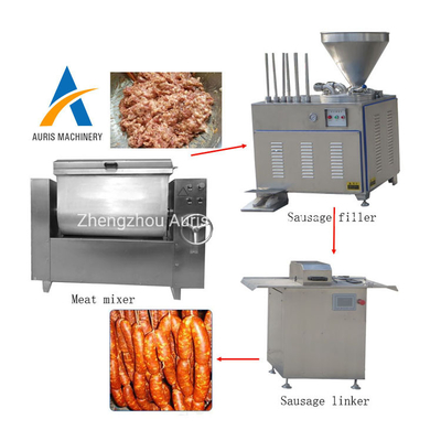 Linea di produzione commerciale della salsiccia del pollo che farcisce la macchina di rifornimento della salsiccia